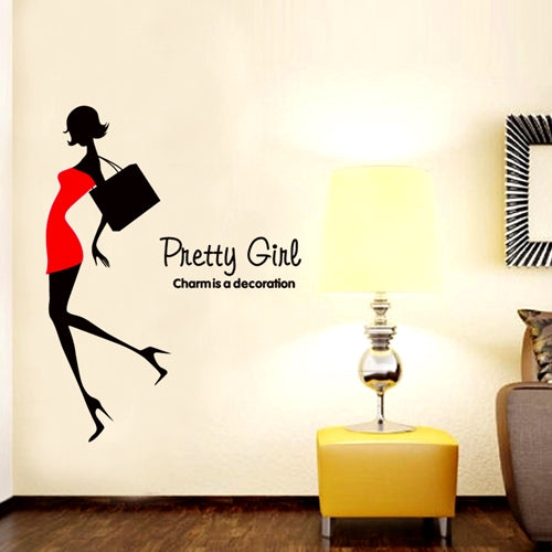 DIY Fashion Self Adhesive PVC Removable Wall Stickers / House Interior Decoration Pictures -- Pretty Girl, Size : 70cm x 50cm