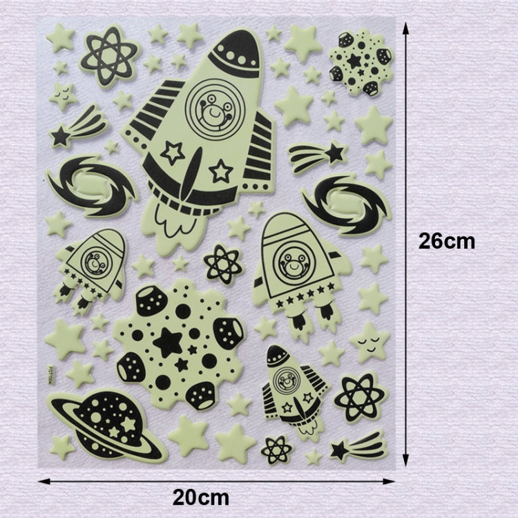 DIY Wall Stickers Decals Glow in Dark Stickers Fluorescent Luminous for Room - Rocket & Star Pattern