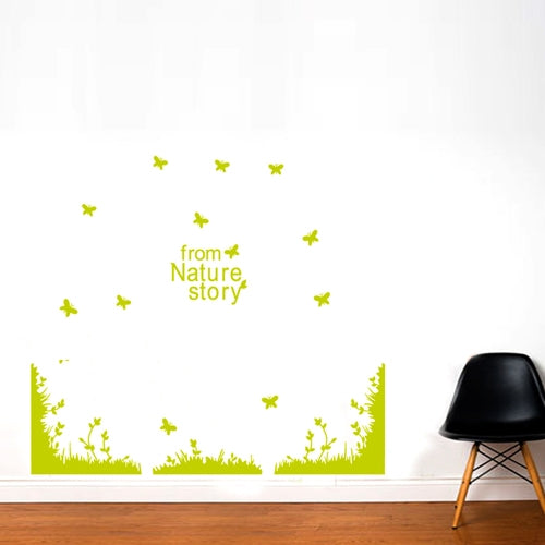 DIY Fashion Self Adhesive PVC Removable Wall Stickers / House Interior Decoration Pictures -- Grass & Butterfly, Size:70cm x 50cm