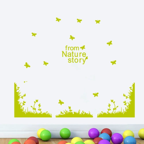 DIY Fashion Self Adhesive PVC Removable Wall Stickers / House Interior Decoration Pictures -- Grass & Butterfly, Size:70cm x 50cm