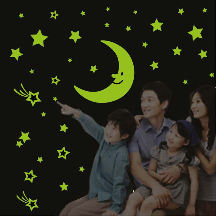 DIY Wall Stickers Decals Glow in Dark Stickers Fluorescent Luminous for Room - Moon & Star Pattern