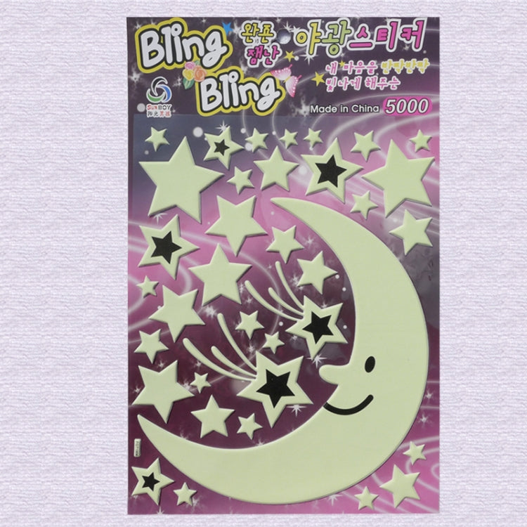 DIY Wall Stickers Decals Glow in Dark Stickers Fluorescent Luminous for Room - Moon & Star Pattern