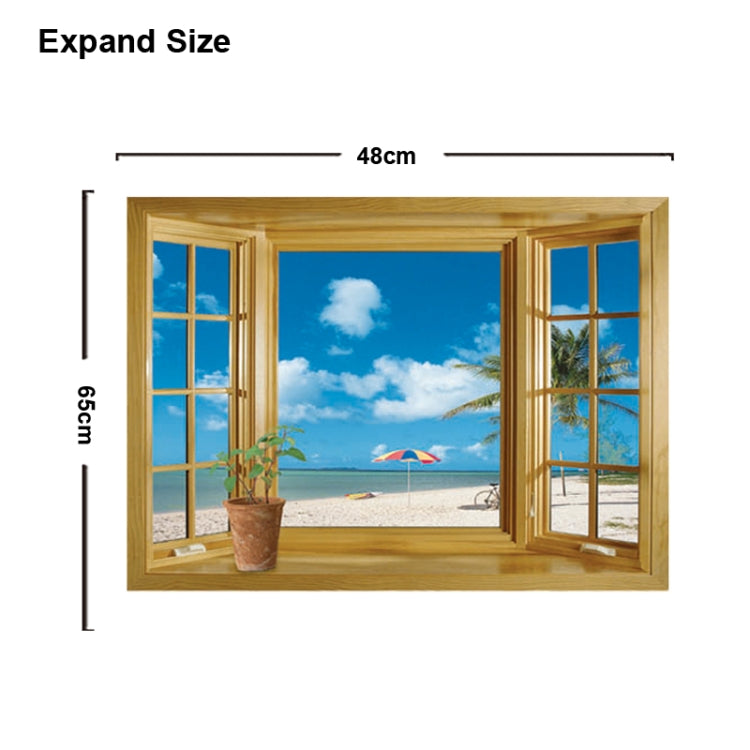 DIY Fashion Self Adhesive PVC Removable Wall Stickers / House Interior Decoration Pictures -- Window & Sandy Beach, Size: 70cm x 50cm