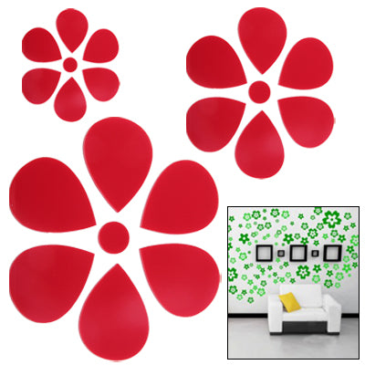 Large + Middle + Small Size Raindrop Shaped DIY Adhesive Wall Sticker Decal Wallpaper(Red)