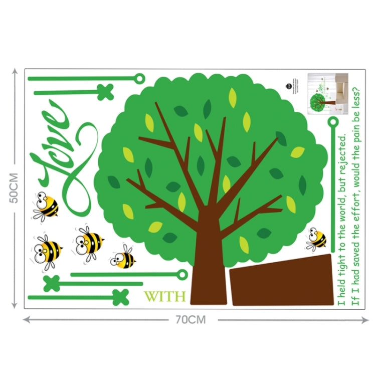 DIY Fashion Self Adhesive PVC Removable Wall Stickers / House Interior Decoration Pictures -- Tree & Bees , Size : 70cm x 50cm
