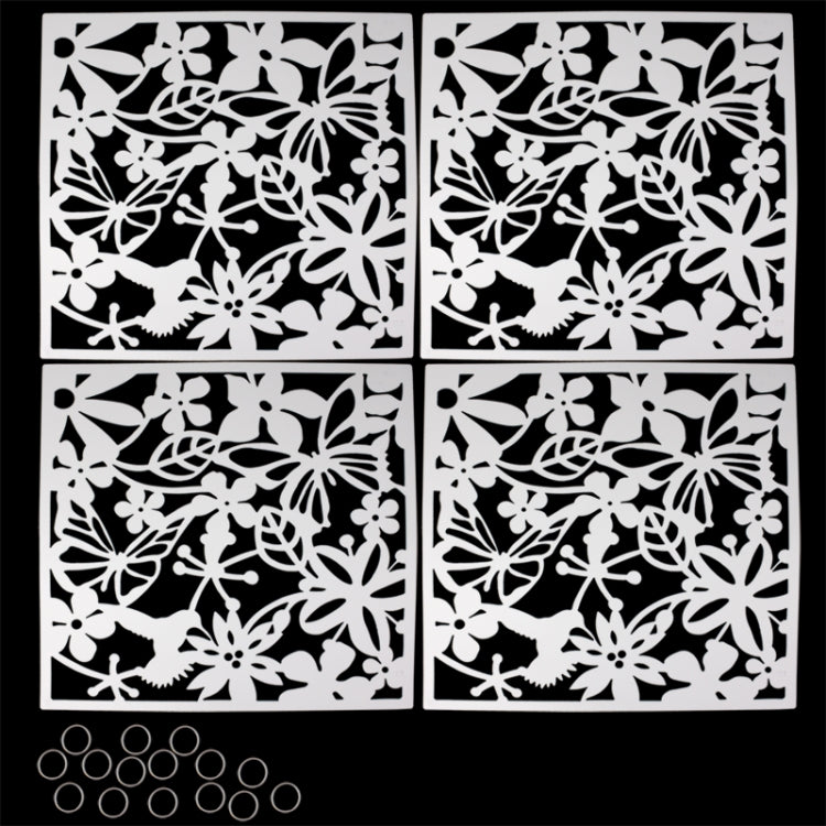 Creative PVC Hollow Pattern Wall Hanging Screen Window Door Decoration of Living Room, 4pcs in one packaging, the price is for 4pcs(White)