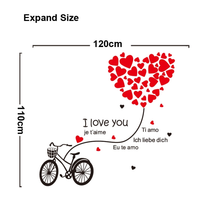 DIY Fashion Self Adhesive PVC Removable Wall Stickers / House Interior Decoration Pictures -- Bicycles & Heart, Size: 70cm x 50cm