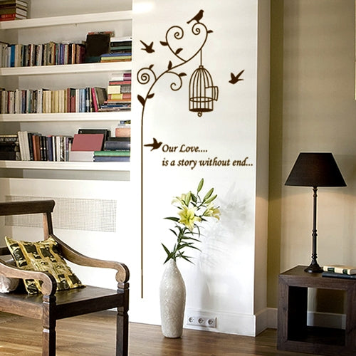 DIY Fashion Self Adhesive PVC Removable Wall Stickers / House Interior Decoration Pictures -- Birds Under Vines, Size: 70cm x 50cm