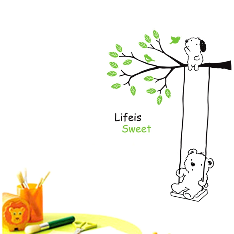DIY Fashion Self Adhesive PVC Removable Wall Stickers / House Interior Decoration Pictures -- Baby Bear on Swing, Size: 90cm x 60cm