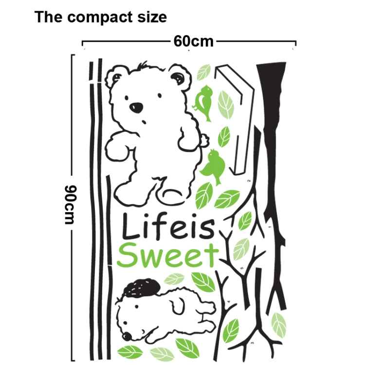 DIY Fashion Self Adhesive PVC Removable Wall Stickers / House Interior Decoration Pictures -- Baby Bear on Swing, Size: 90cm x 60cm