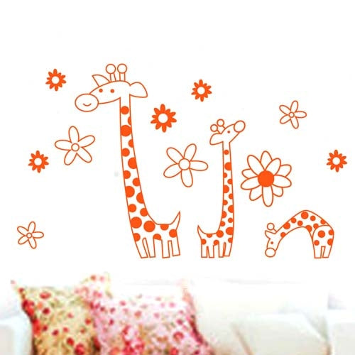 DIY Fashion Self Adhesive PVC Removable Wall Stickers / House Interior Decoration Pictures -- Cartoon Giraffe, Size: 90cm x 60cm