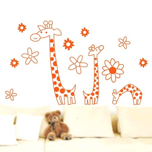 DIY Fashion Self Adhesive PVC Removable Wall Stickers / House Interior Decoration Pictures -- Cartoon Giraffe, Size: 90cm x 60cm
