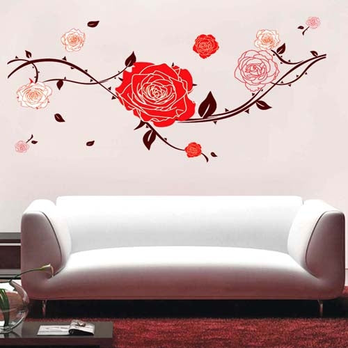 DIY Fashion Self Adhesive PVC Removable Wall Stickers / House Interior Decoration Pictures -- Rich Peony Flowers, Size: 90cm x 60cm
