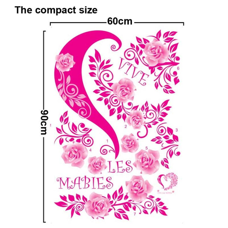 DIY Fashion Self Adhesive PVC Removable Wall Stickers / House Interior Decoration Pictures -- Romantic Rose, Size: 90cm x 60cm