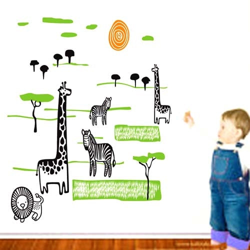 DIY Fashion Self Adhesive PVC Removable Wall Stickers / House Interior Decoration Pictures -- Animal World, Size: 90cm x 60cm