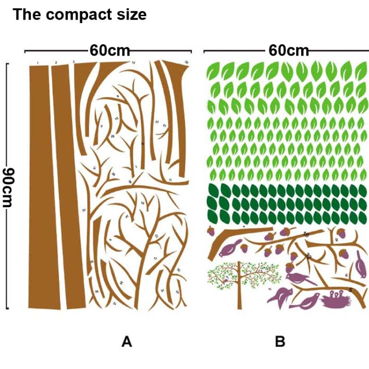DIY Fashion Self Adhesive PVC Removable Wall Stickers / House Interior Decoration Pictures -- Trees and Birds, Size: 90cm x 60cm