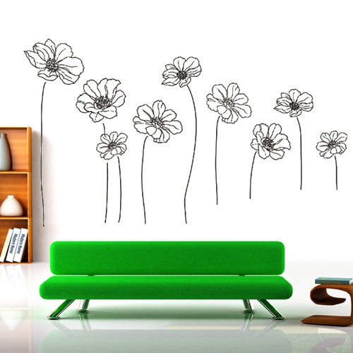 DIY Fashion Self Adhesive PVC Removable Wall Stickers / House Interior Decoration Pictures -- Ink Lotus, Size: 90cm x 60cm