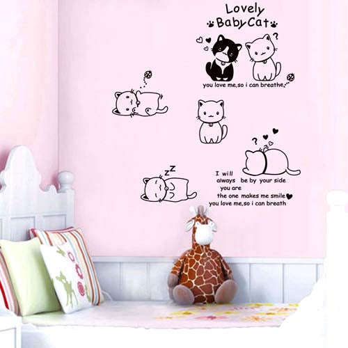 DIY Fashion Self Adhesive PVC Removable Wall Stickers / House Interior Decoration Pictures -- Baby Cat, Size: 90cm x 60cm