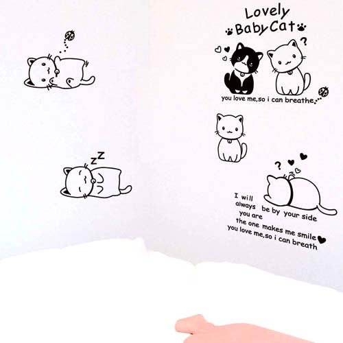 DIY Fashion Self Adhesive PVC Removable Wall Stickers / House Interior Decoration Pictures -- Baby Cat, Size: 90cm x 60cm