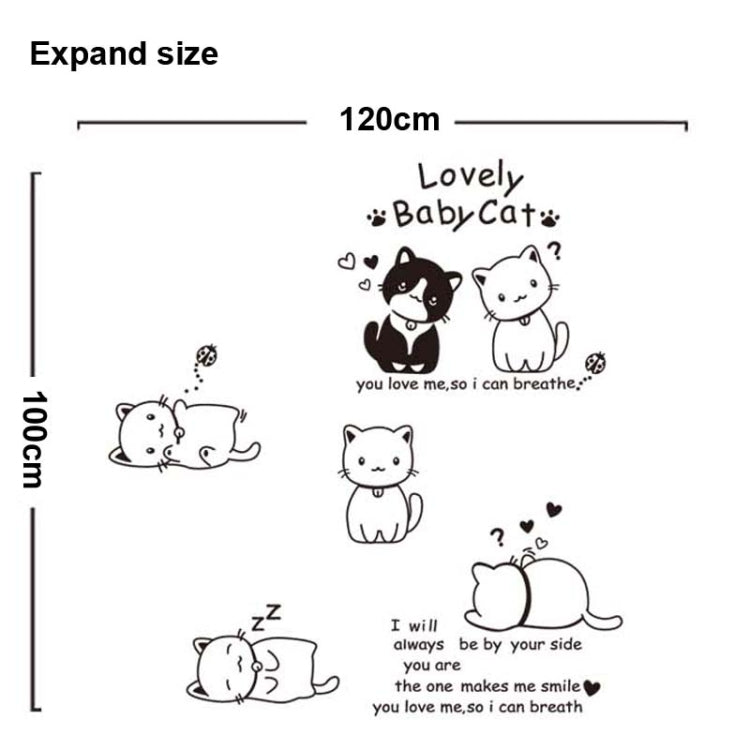 DIY Fashion Self Adhesive PVC Removable Wall Stickers / House Interior Decoration Pictures -- Baby Cat, Size: 90cm x 60cm