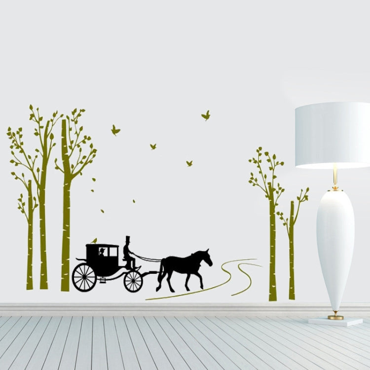 DIY Fashion Self Adhesive PVC Removable Wall Stickers / House Interior Decoration Pictures -- Carriage & Tree, Size: 90cm x 60cm