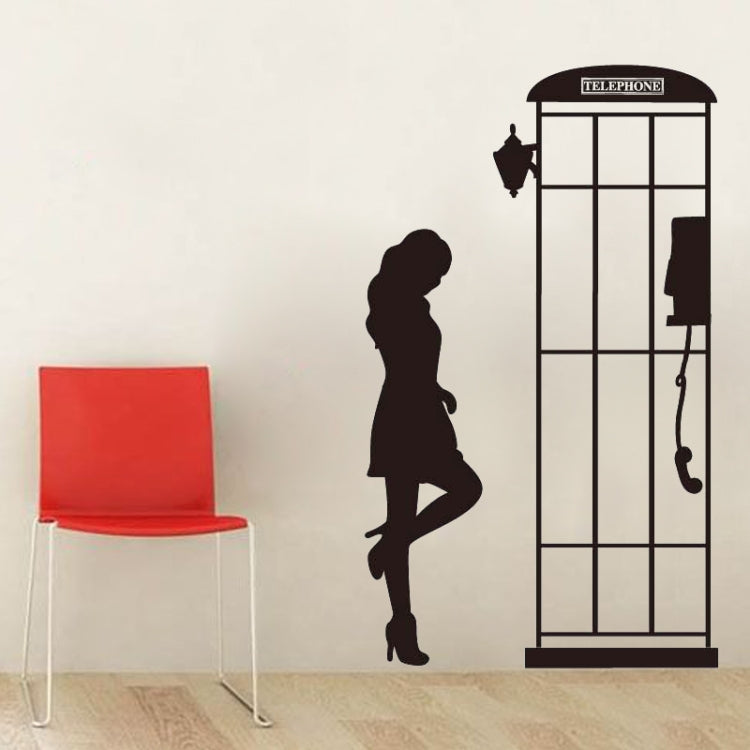 DIY Fashion Self Adhesive PVC Removable Wall Stickers / House Interior Decoration Pictures -- Telephone Booth, Size: 90cm x 60cm