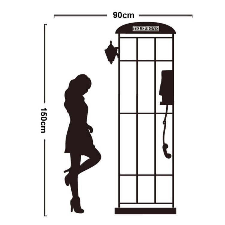 DIY Fashion Self Adhesive PVC Removable Wall Stickers / House Interior Decoration Pictures -- Telephone Booth, Size: 90cm x 60cm