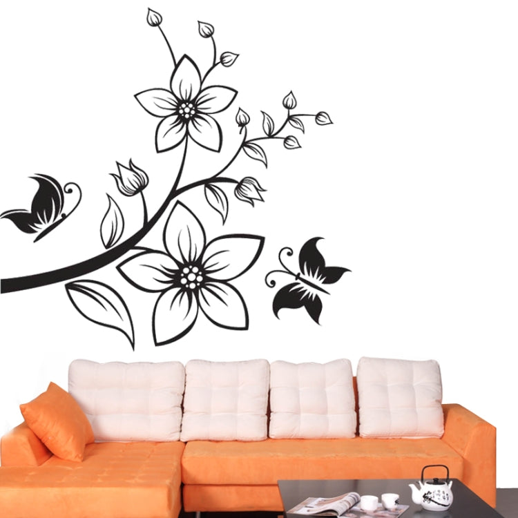 DIY Fashion Self Adhesive PVC Removable Wall Stickers / House Interior Decoration Pictures -- Butterfly Flowers, Size: 90cm x 60cm