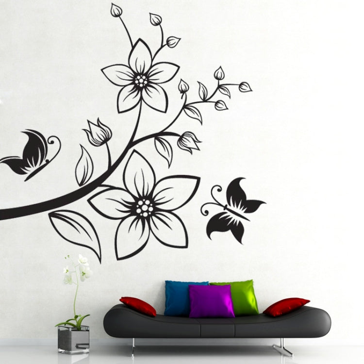 DIY Fashion Self Adhesive PVC Removable Wall Stickers / House Interior Decoration Pictures -- Butterfly Flowers, Size: 90cm x 60cm