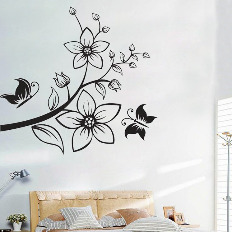 DIY Fashion Self Adhesive PVC Removable Wall Stickers / House Interior Decoration Pictures -- Butterfly Flowers, Size: 90cm x 60cm