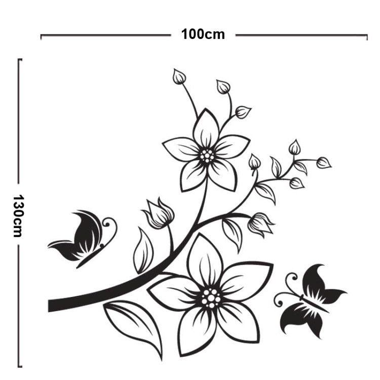 DIY Fashion Self Adhesive PVC Removable Wall Stickers / House Interior Decoration Pictures -- Butterfly Flowers, Size: 90cm x 60cm