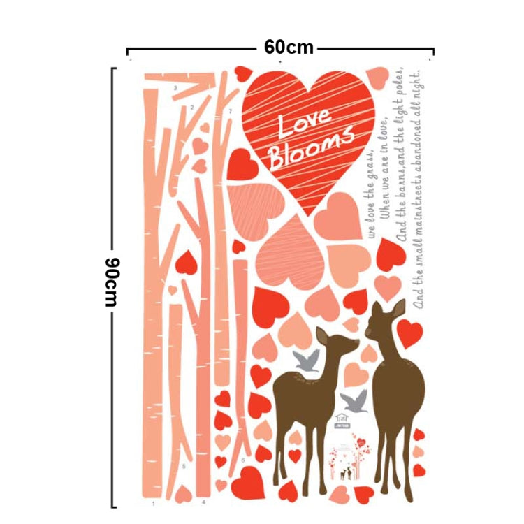 DIY Fashion Self Adhesive PVC Removable Wall Stickers / House Interior Decoration Pictures -- Love Blooms, Size: 90cm x 60cm