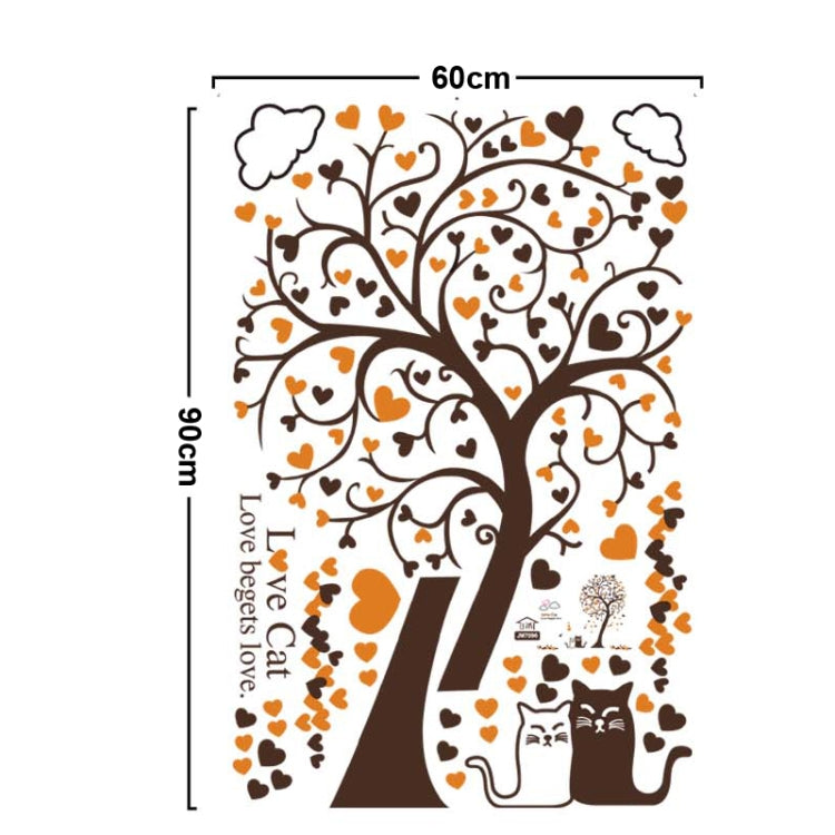DIY Fashion Self Adhesive PVC Removable Wall Stickers / House Interior Decoration Pictures -- Love Cat, Size: 90cm x 60cm