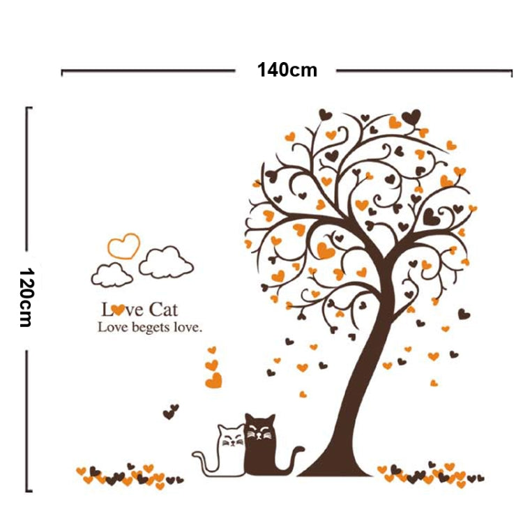 DIY Fashion Self Adhesive PVC Removable Wall Stickers / House Interior Decoration Pictures -- Love Cat, Size: 90cm x 60cm