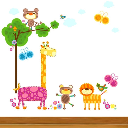 DIY Fashion Self Adhesive PVC Removable Wall Stickers / House Interior Decoration Pictures -- Cartoon Animal World, Size: 90cm x 60cm