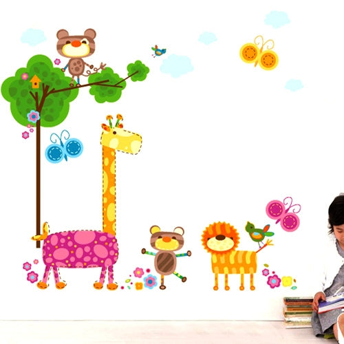 DIY Fashion Self Adhesive PVC Removable Wall Stickers / House Interior Decoration Pictures -- Cartoon Animal World, Size: 90cm x 60cm