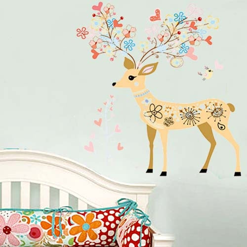 DIY Fashion Self Adhesive PVC Removable Wall Stickers / House Interior Decoration Pictures -- Cartoon Deer, Size: 90cm x 60cm
