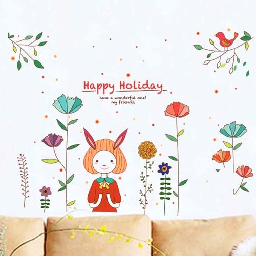DIY Fashion Self Adhesive PVC Removable Wall Stickers / House Interior Decoration Pictures --Happy Holiday, Size: 90cm x 60cm
