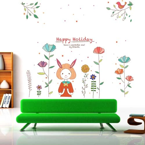 DIY Fashion Self Adhesive PVC Removable Wall Stickers / House Interior Decoration Pictures --Happy Holiday, Size: 90cm x 60cm