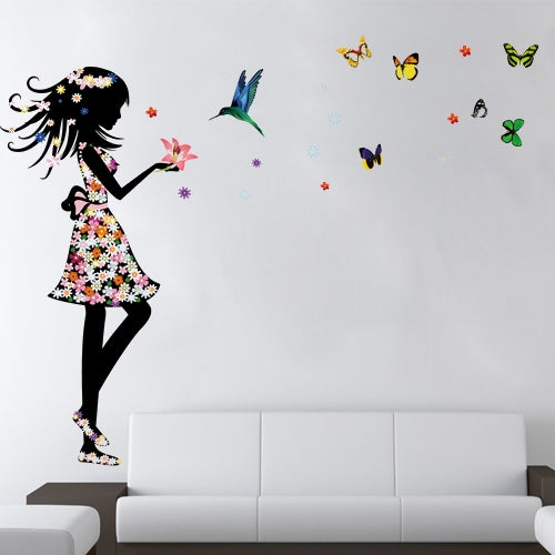 DIY Fashion Self Adhesive PVC Removable Wall Stickers / House Interior Decoration Pictures -- Girl and Butterfly, Size: 50cm x 70cm