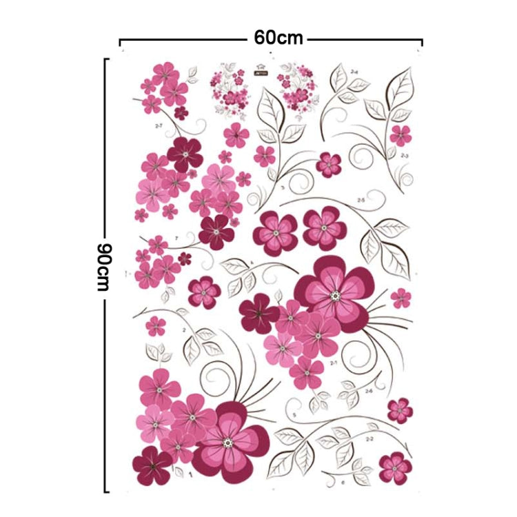 DIY Fashion Self Adhesive PVC Removable Wall Stickers / House Interior Decoration Pictures -- Flower, Size: 90cm x 60cm