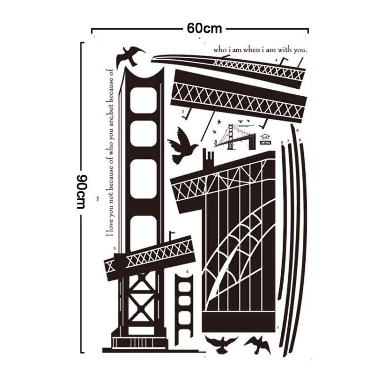 DIY Fashion Self Adhesive PVC Removable Wall Stickers / House Interior Decoration Pictures -- Golden Gate Bridge, Size: 90cm x 60cm