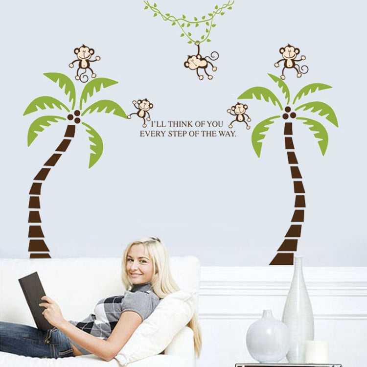 DIY Fashion Self Adhesive PVC Removable Wall Stickers / House Interior Decoration Pictures -- Monkey Palm Tree, Size: 90cm x 60cm