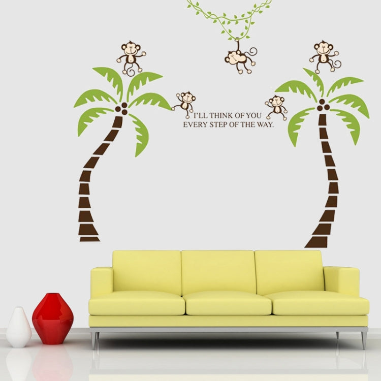 DIY Fashion Self Adhesive PVC Removable Wall Stickers / House Interior Decoration Pictures -- Monkey Palm Tree, Size: 90cm x 60cm