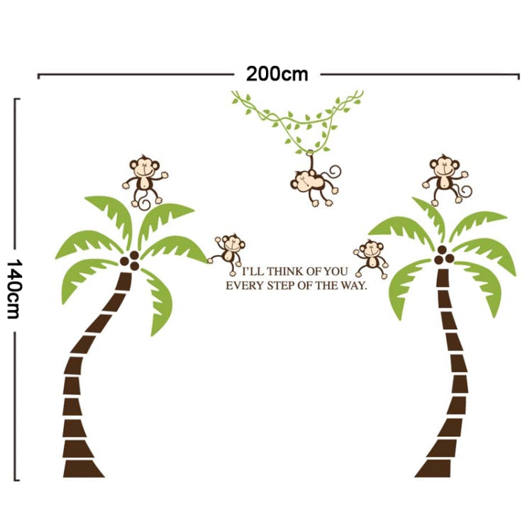 DIY Fashion Self Adhesive PVC Removable Wall Stickers / House Interior Decoration Pictures -- Monkey Palm Tree, Size: 90cm x 60cm