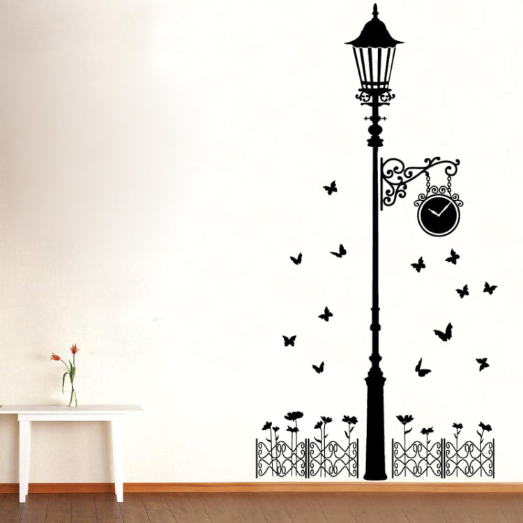 DIY Fashion Self Adhesive PVC Removable Wall Stickers / House Interior Decoration Pictures -- Clock Lamp Post Flower, Size: 90cm x 60cm