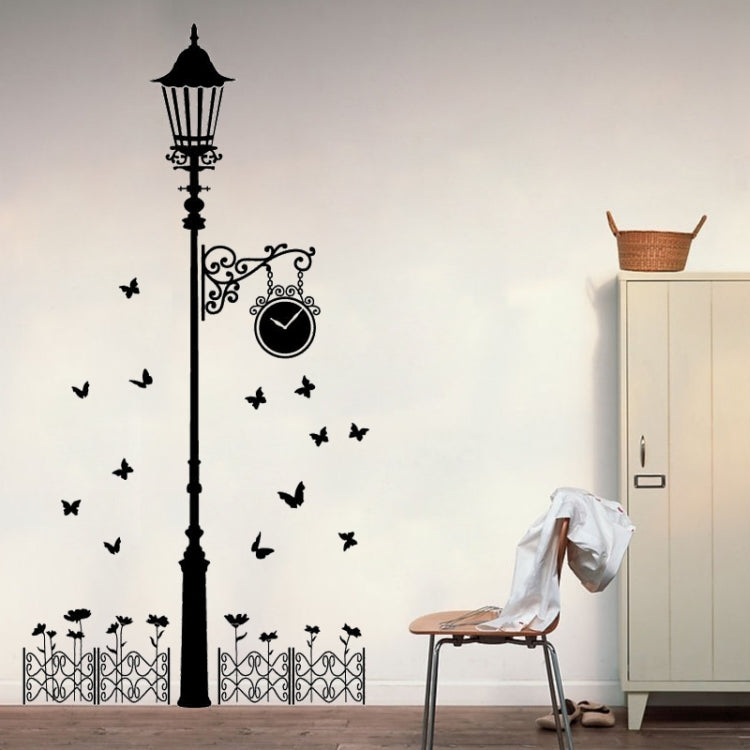DIY Fashion Self Adhesive PVC Removable Wall Stickers / House Interior Decoration Pictures -- Clock Lamp Post Flower, Size: 90cm x 60cm