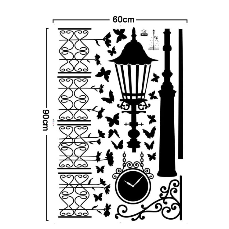 DIY Fashion Self Adhesive PVC Removable Wall Stickers / House Interior Decoration Pictures -- Clock Lamp Post Flower, Size: 90cm x 60cm