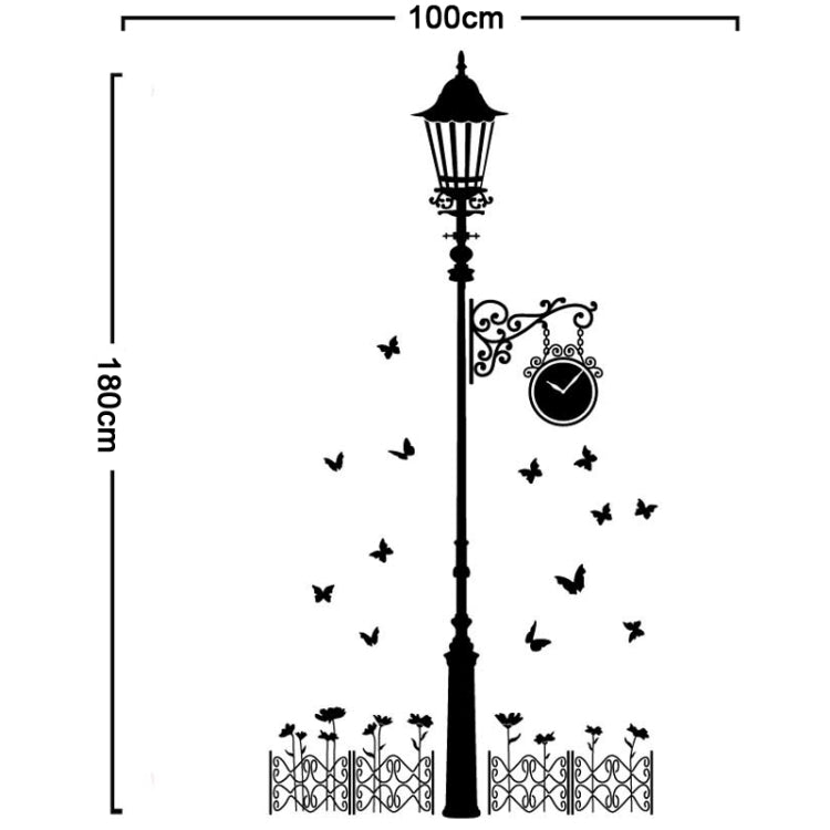 DIY Fashion Self Adhesive PVC Removable Wall Stickers / House Interior Decoration Pictures -- Clock Lamp Post Flower, Size: 90cm x 60cm