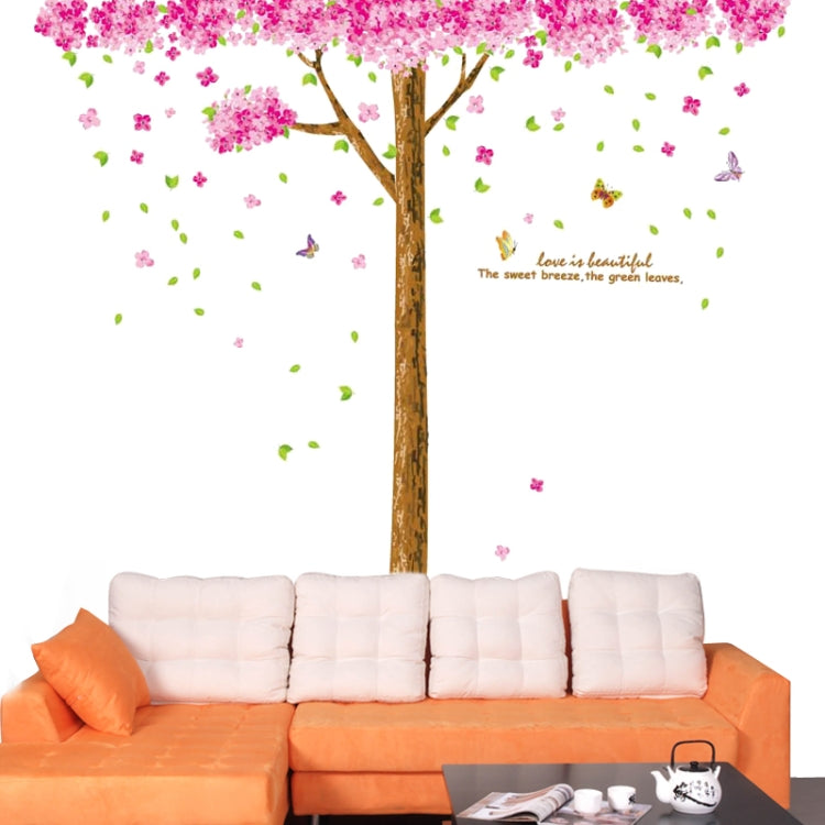 DIY Fashion Self Adhesive PVC Removable Wall Stickers / House Interior Decoration Pictures -- Pink Cherry Flower Tree & Butterfly, Size: 90cm x 60cm